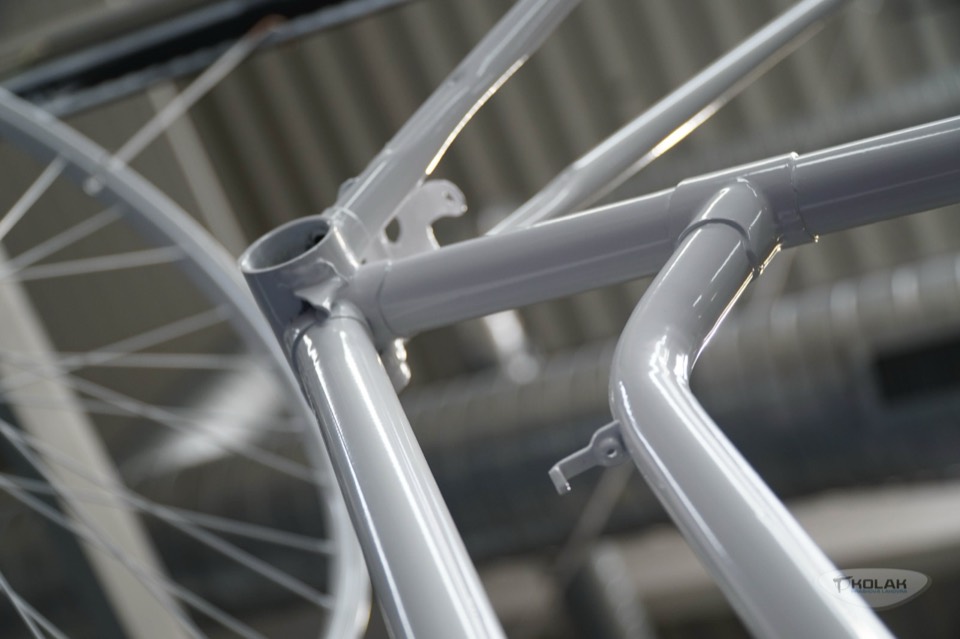 Detail renovovaného rámu bicykla